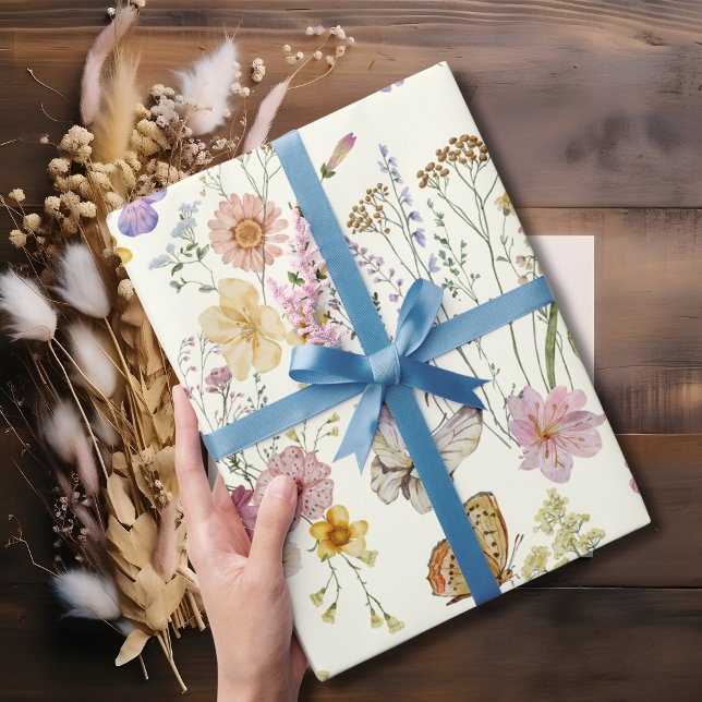 Cadeau Papier d'emballage fleurs sauvages bohème (Créateur téléchargé)