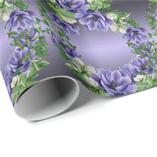 Cadeau Papier d'emballage Fleurs Violettes Aquarelle