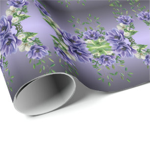 Cadeau Papier d'emballage Fleurs Violettes Aquarelle