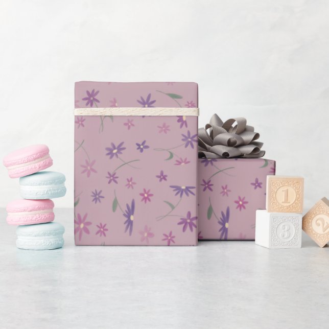 Cadeau Papier d'emballage floral (Baby Shower)