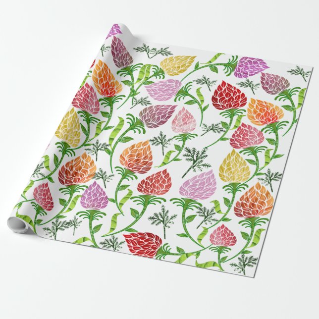 Cadeau Papier d'emballage floral (Déroulé)