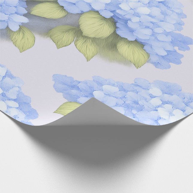 Cadeau Papier d'emballage floral à l'hydrangea bleu (Coin)