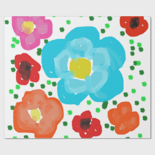 Cadeau Papier d'emballage floral abstrait lumineux et fan