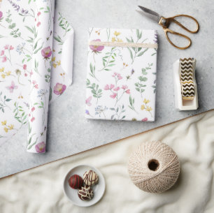 Cadeau Papier d'emballage floral aquarelle
