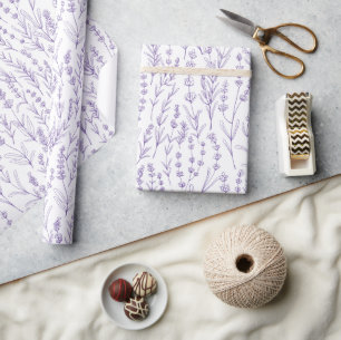 Cadeau Papier d'emballage floral aquarelle lavande