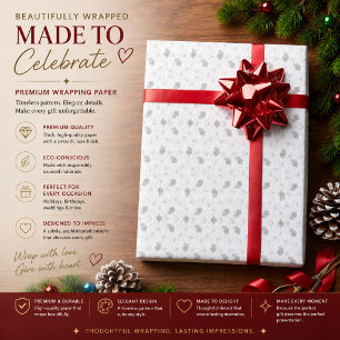 Cadeau Papier d'emballage floral argent personnalisé