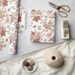 Cadeau Papier d'emballage floral automnal terracotta élég<br><div class="desc">Papier d'emballage floral d'automne élégant. Idéal pour emballer des cadeaux et décorer une baby shower ou un mariage d'automne</div>