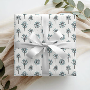 Cadeau Papier d'emballage floral aux marguerites bleues p