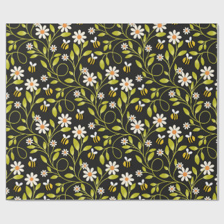 Cadeau Papier d'emballage floral Bee & Daisy noir botaniq