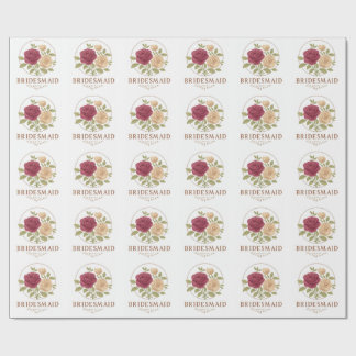 Cadeau Papier d'emballage floral blanc - Demoiselle d'hon