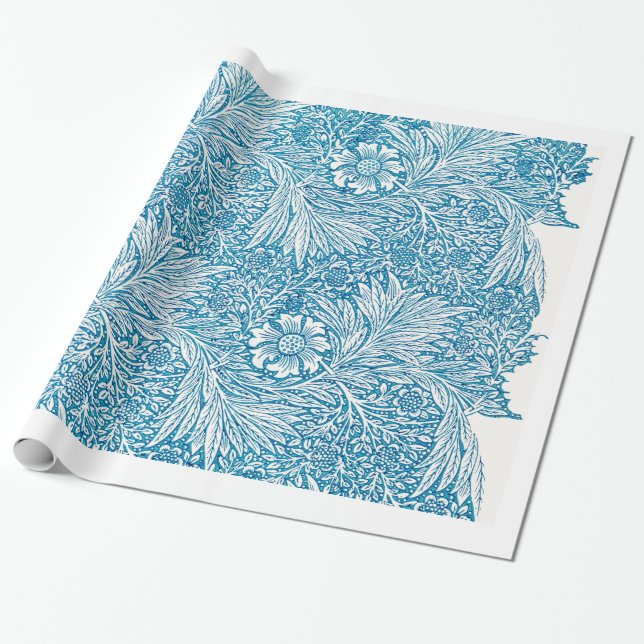 Cadeau Papier d'emballage FLORAL BLEU de MOTIF de William (Déroulé)