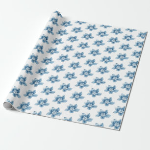 Cadeau Papier d'emballage floral Blue Spring - Emballage 