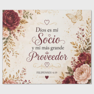 Cadeau Papier d'emballage floral chrétien | Dieu est mon