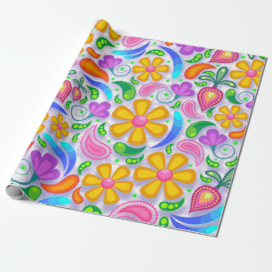 Cadeau papier d'emballage floral clair