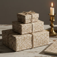 Papier d'emballage floral crème botanique vintage