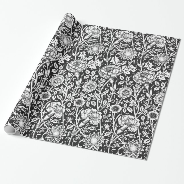 Cadeau Papier d'emballage floral de B&W (Déroulé)