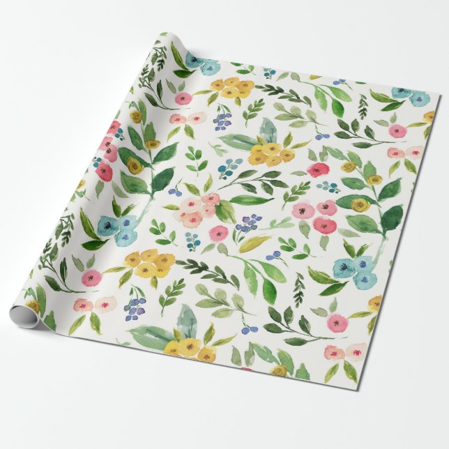Cadeau Papier d'emballage floral de printemps (Déroulé)