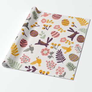 Cadeau Papier d'emballage floral du motif de ressort de