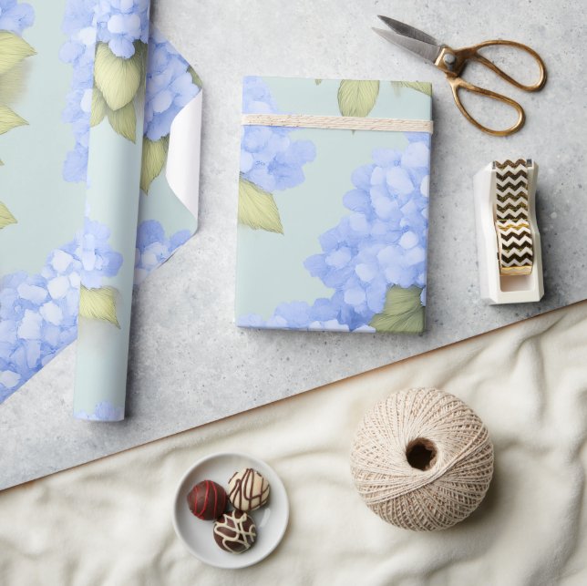 Cadeau Papier d'emballage floral Hydrangea bleu (Artisanat)
