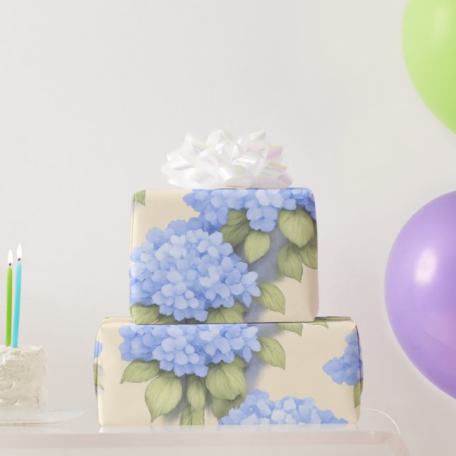 Cadeau Papier d'emballage floral Hydrangea bleu (Cadeaux de fête)