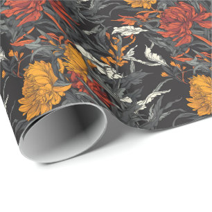 Cadeau Papier d'emballage floral Jardin botanique sombre