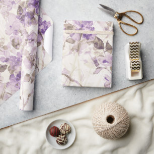 Cadeau Papier d'emballage floral lavande Beau violet él
