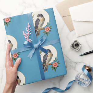 Cadeau Papier d'emballage floral oiseau d'art populaire s