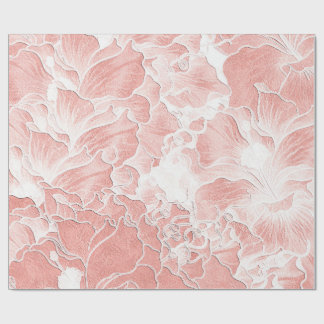 Cadeau Papier d'emballage floral pêche et rose doux