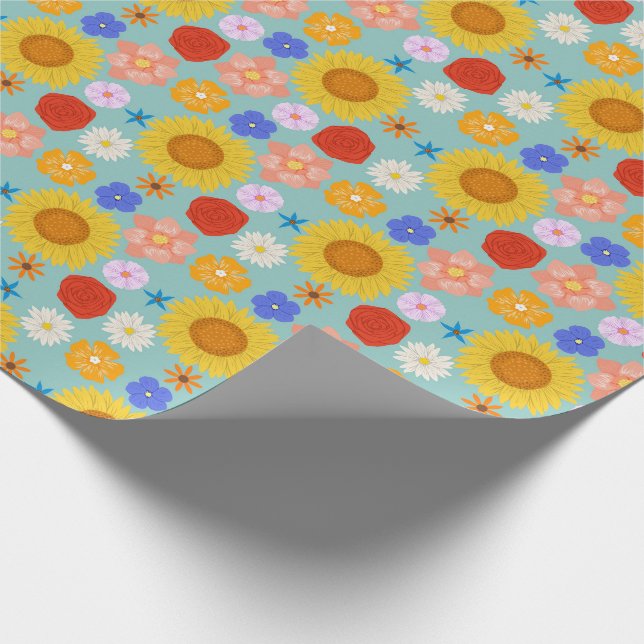 Cadeau Papier d'emballage floral rétro (Coin)