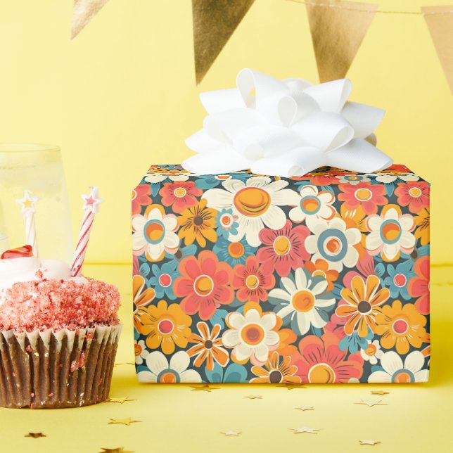 Cadeau Papier d'emballage floral rétro Daisy (Fête d'anniversaire)
