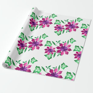 Cadeau Papier d'emballage floral rose