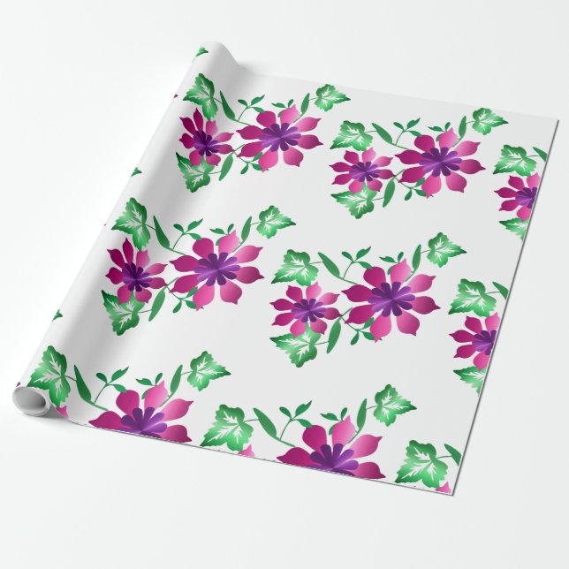 Cadeau Papier d'emballage floral rose (Déroulé)