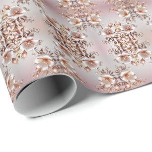 Cadeau Papier d'emballage floral rose décoratif
