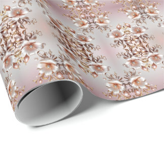Cadeau Papier d'emballage floral rose décoratif