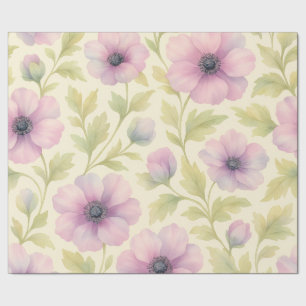 Cadeau Papier d'emballage floral rose pâle