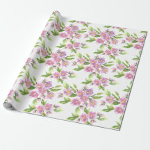 Papier d'emballage floral rose romantique