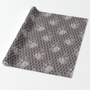 Cadeau Papier d'emballage floral Toile vintage en gris ch