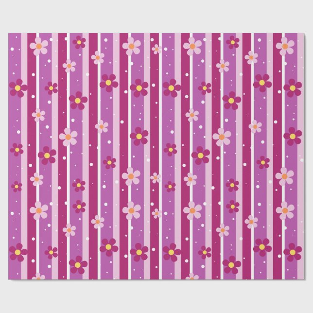 Cadeau Papier d'emballage floral violet (Plat)