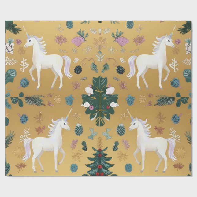 Cadeau Papier d'emballage Forêt de licornes (Plat)