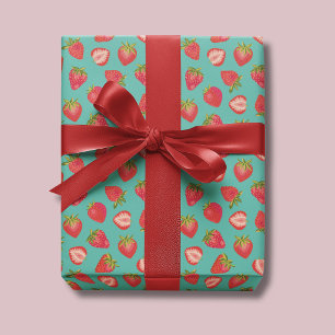 Cadeau Papier d'emballage fraise Menthe foncée