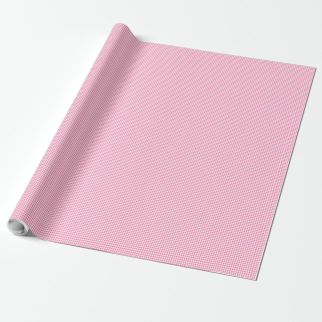 Cadeau Papier d'emballage Gingham rose et blanc (Déroulé)