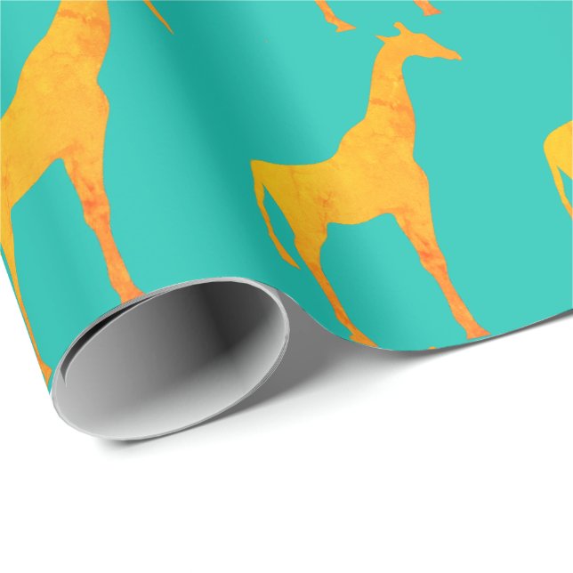 Cadeau Papier d'emballage - Girafes dorées (Coin rond)