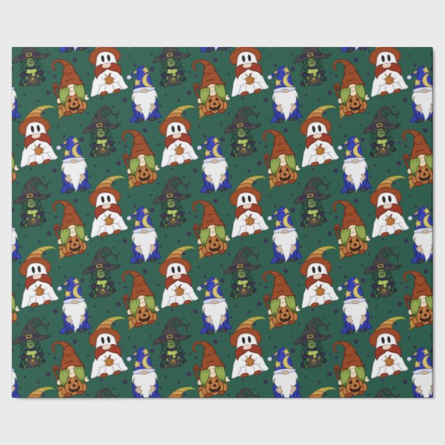Cadeau Papier d'emballage Gnome-o-Ween (Moyen) (Couture)