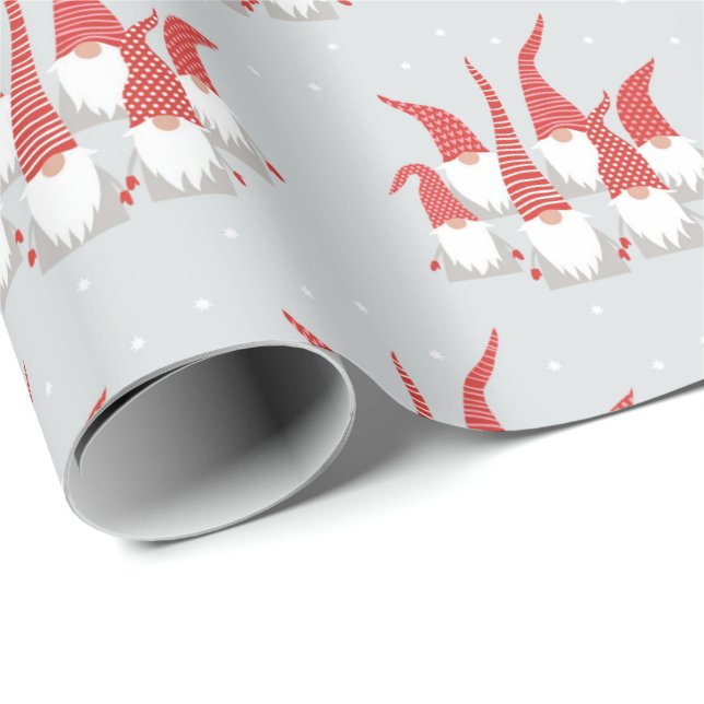 Cadeau Papier d'emballage - Gnomes de Noël (Coin rond)