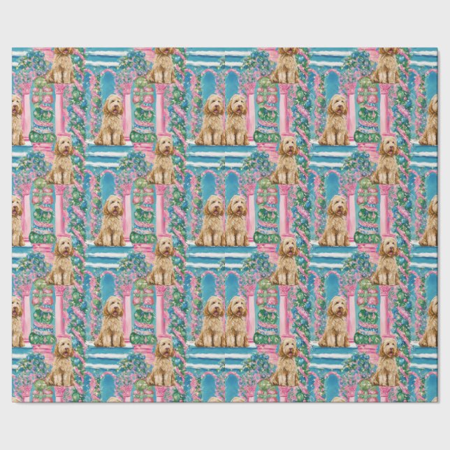 Cadeau Papier d'emballage Goldendoodle Vignette de Noël (Couture)
