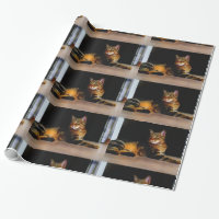 Papier d'emballage gris de chat tigré