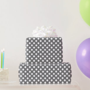 Cadeau Papier d'emballage gris et blanc de point de polka