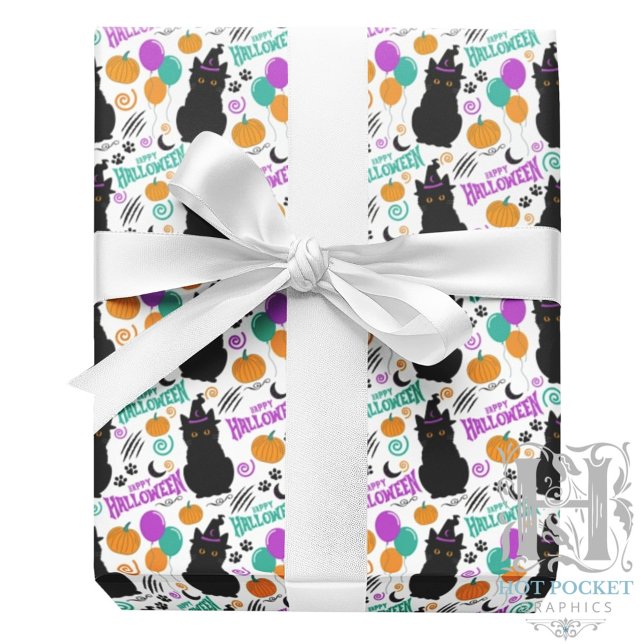 Cadeau Papier d'emballage Halloween chat (Créateur téléchargé)