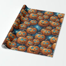 Papier d'emballage Halloween Citrouille Fantaisist