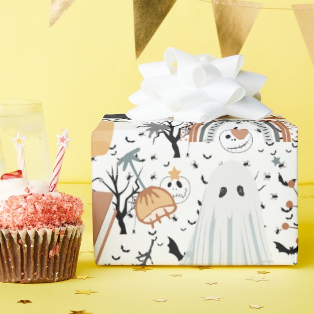 Cadeau papier d'emballage Halloween fantôme (Fête d'anniversaire)